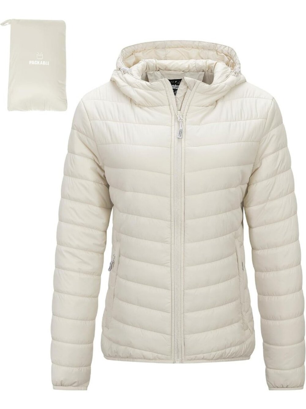 Lightweight Packable Women's Puffer Jacket with Hood for Outdoor Adventures